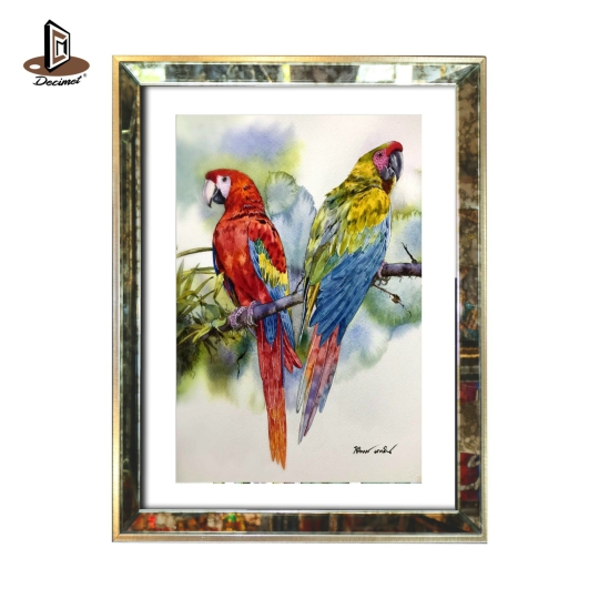 Tranh Khung Gương Loang Scarlet Macaw