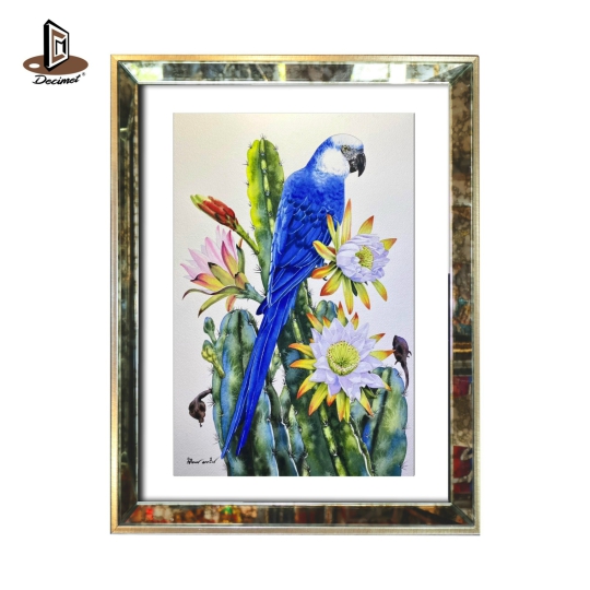 Tranh Khung Gương Loang Parrot Blue