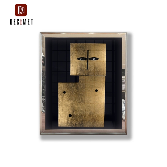 Tranh Khung Gương Ghép 1 Viền Composite Gold Trừu Tượng No.1