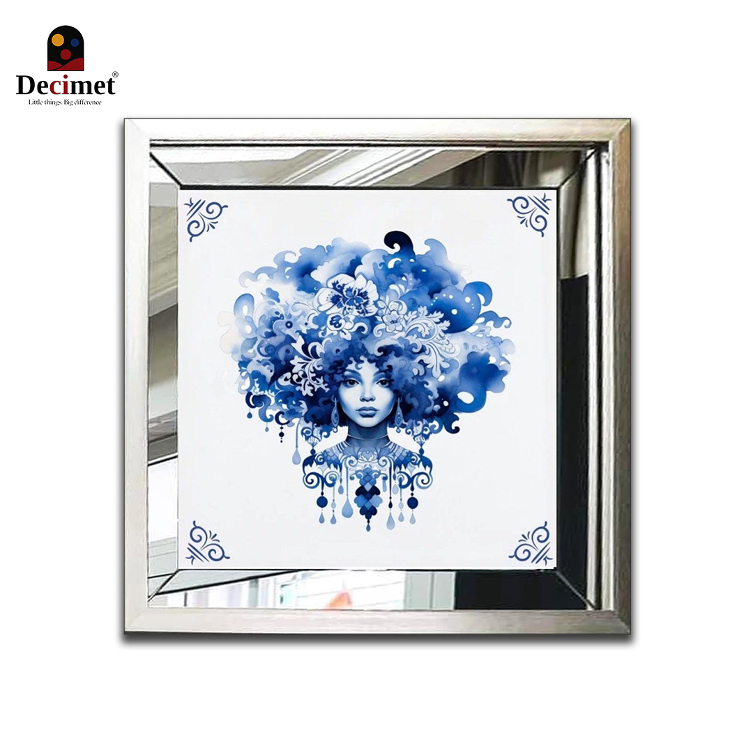 Tranh Khung Gương Bạc Ghép Composite Chinoiseries Deft Blue Ceramic