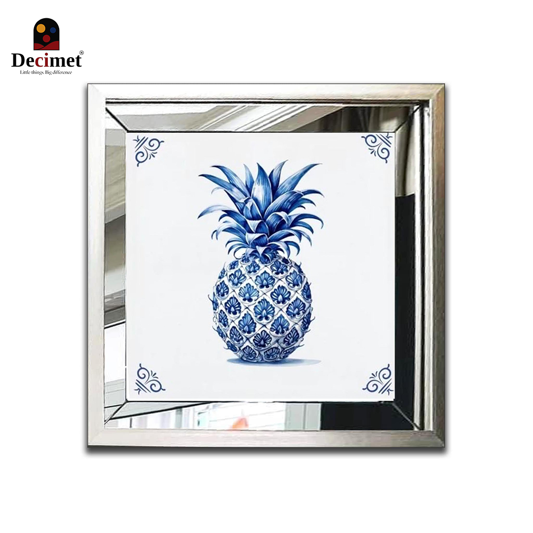 Tranh Khung Gương Bạc Ghép Composite Chinoiseries Blue Pineapple