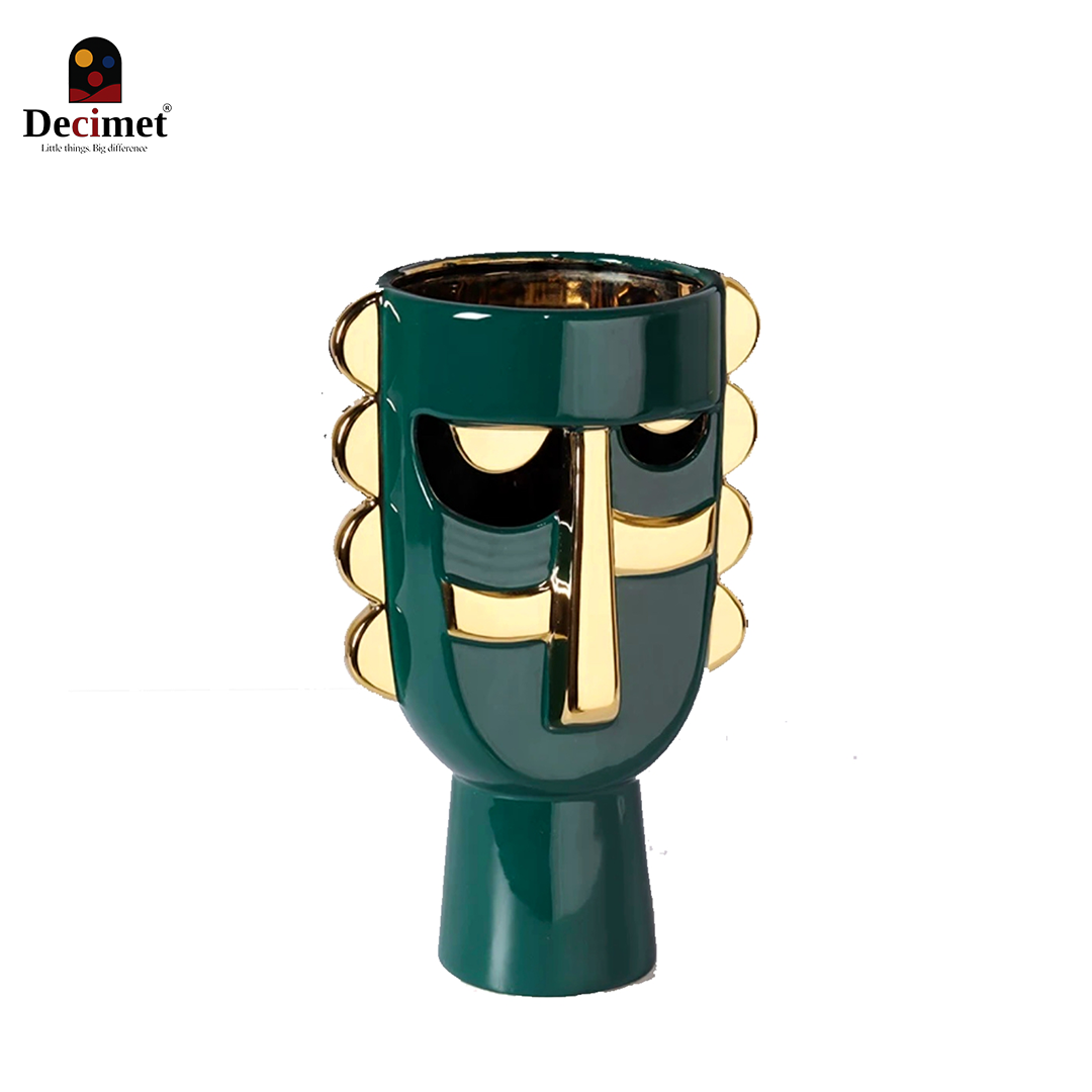 Green Gold Vase Face Art