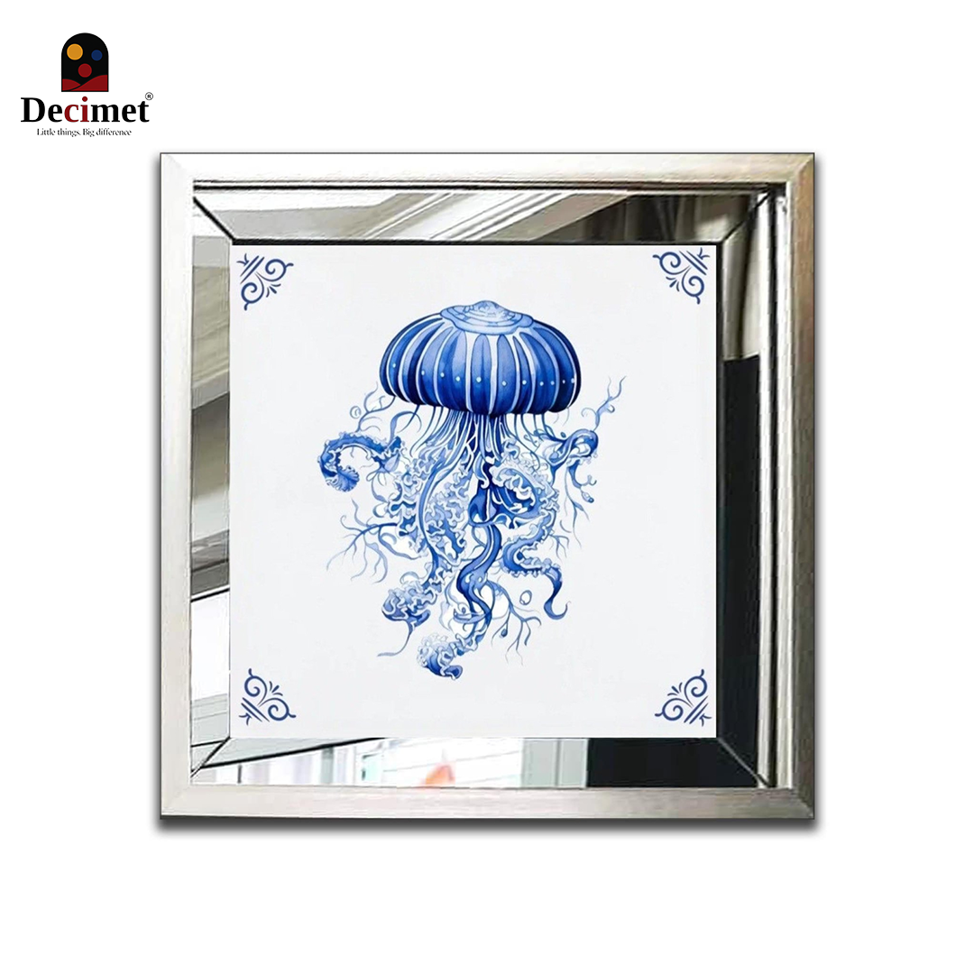 Tranh Khung Gương Bạc Ghép Composite Chinoiseries Jellyfish
