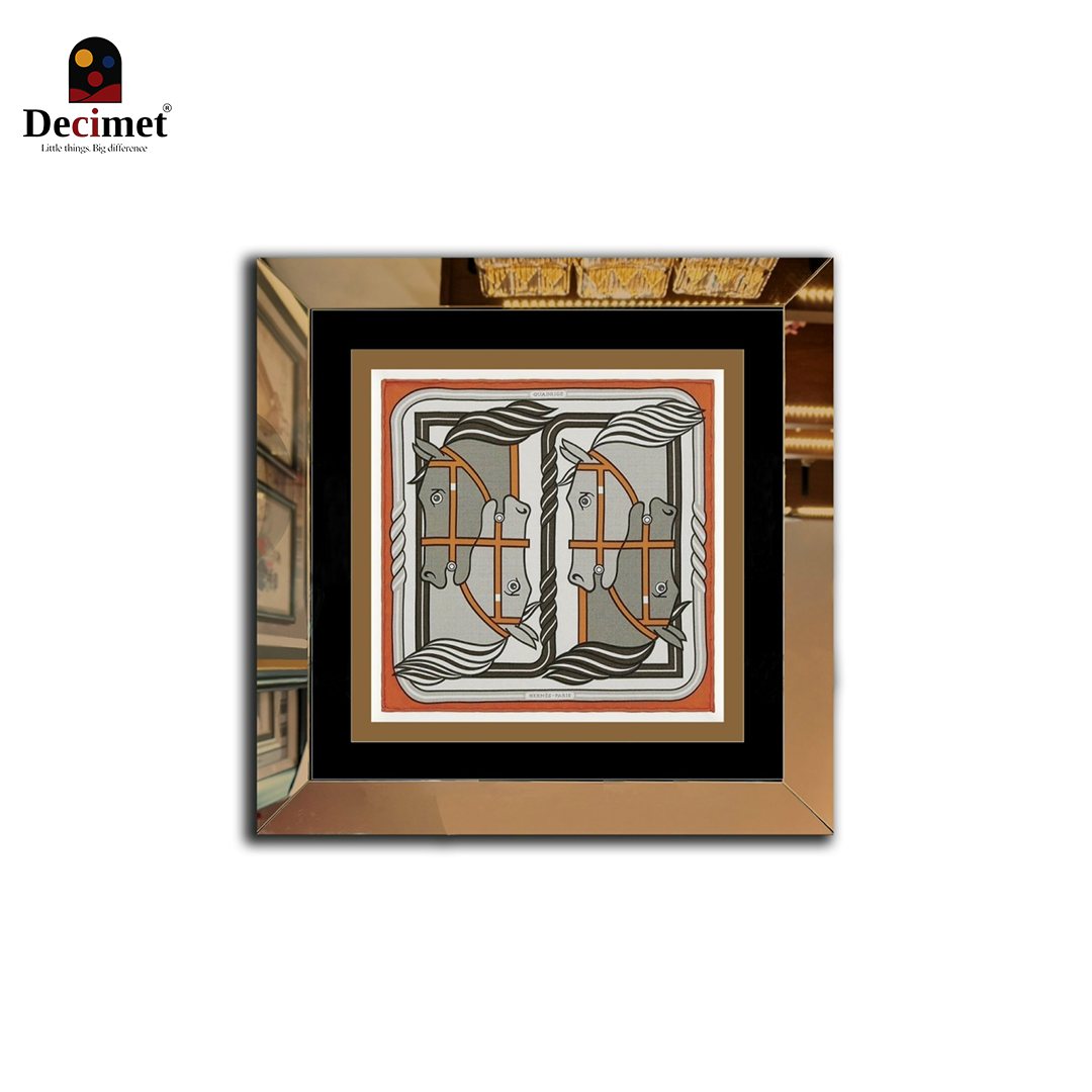 Tranh Khung Gương Vuông Hermes. Khăn Quadrige II