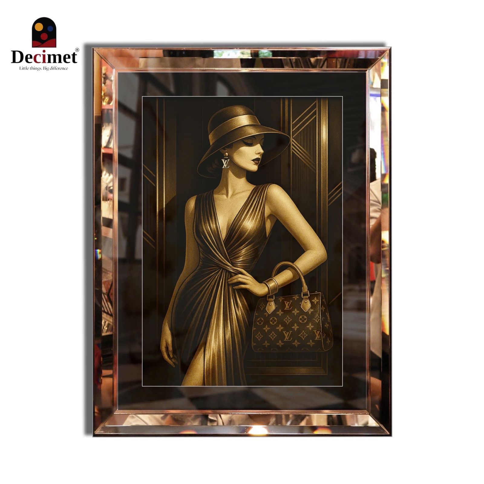 TRANH KHUNG GƯƠNG VÁT LÁ HẸ LOUIS VUITTON LADY NO.2 (KÍCH THƯỚC MẶC ĐỊNH 45X60CM)