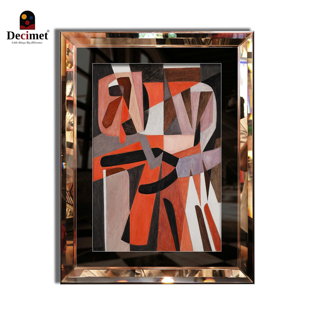 Tranh Khung Gương Vát Lá Hẹ Trà AuRora Allegro Abstract