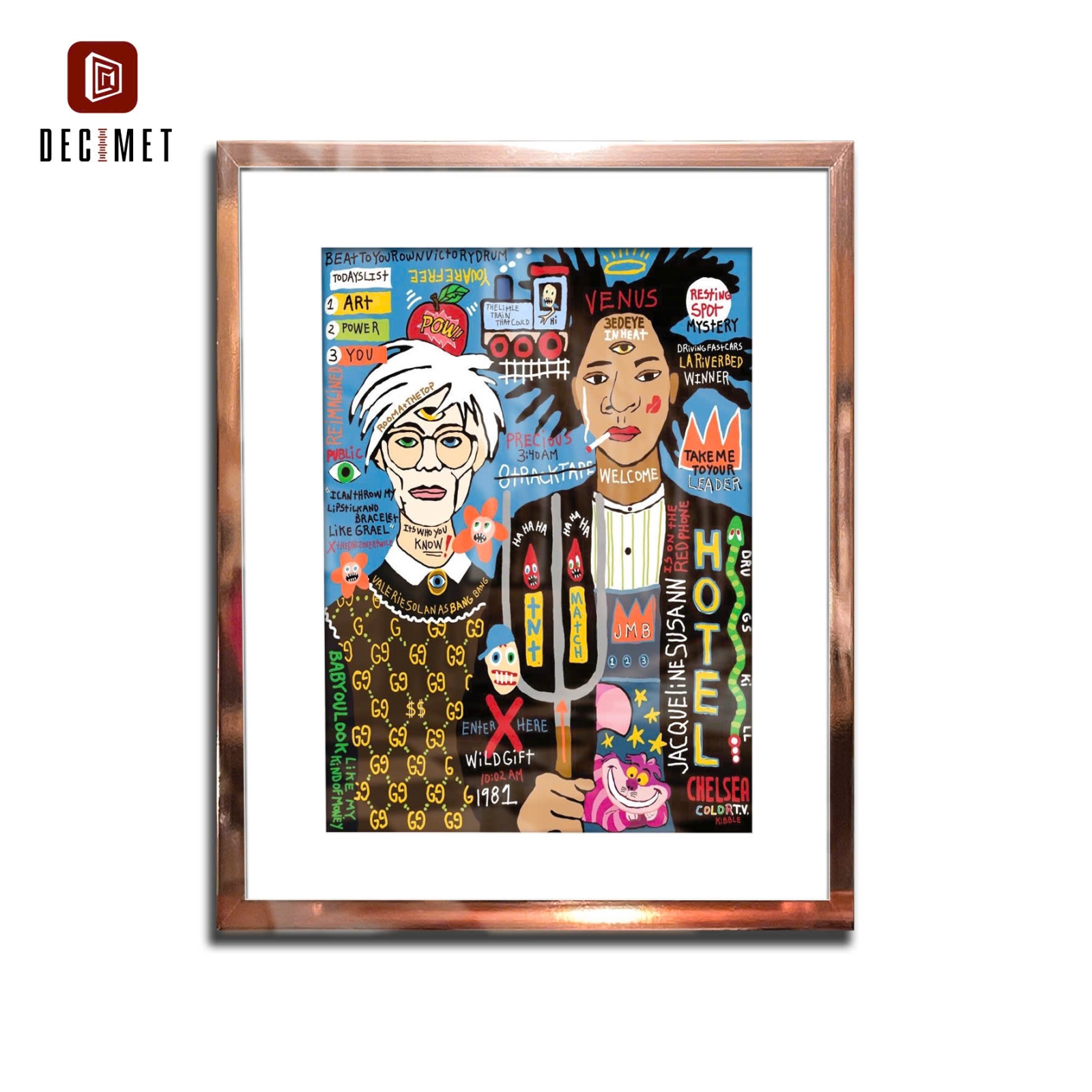 Tranh Khung Composite Gold Hồng Mỏng Harry Graffiti 