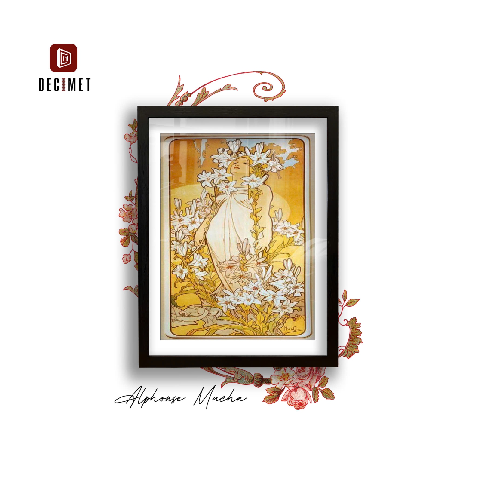 Tranh Khung Composite Đen Gân Les Fleurs