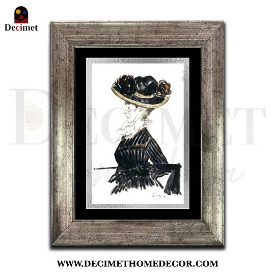 Tranh Khung Composite Bạc Đậm Woman In A Big Hat