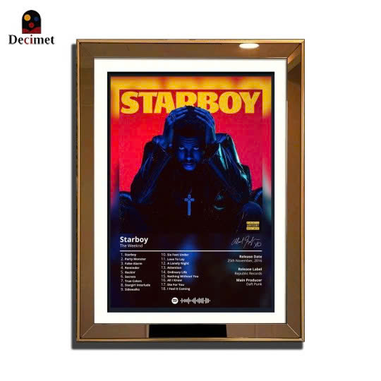 Tranh Khung Gương Ghép 1 Viền Composite Gold Mỏng 3cm - Starboy