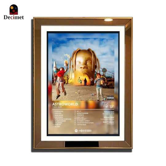 Tranh Khung Gương Ghép 1 Viền Composite Gold Mỏng 3cm - Travis Scott Tour