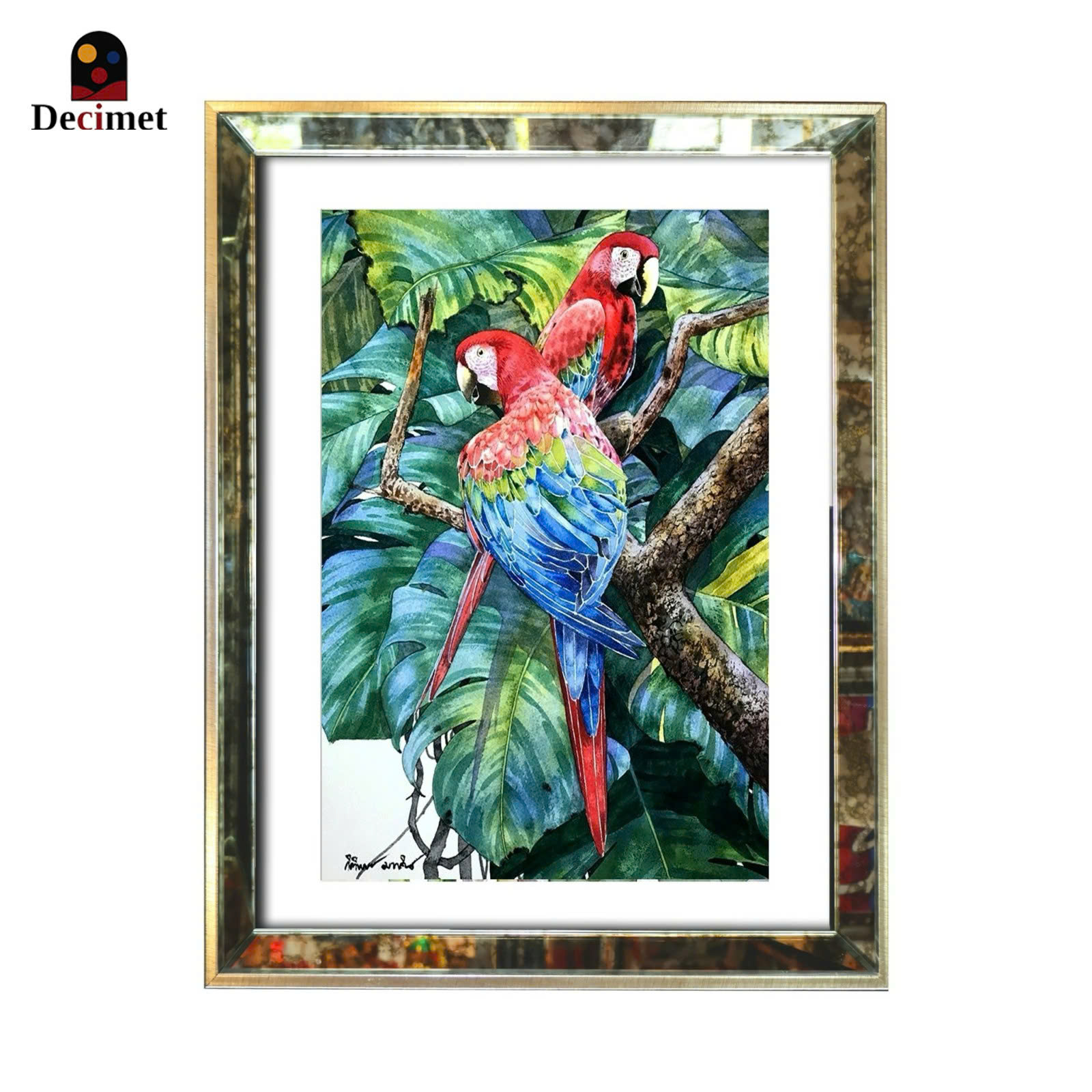 Tranh Khung Gương Loang 2 Scarlet Macaw