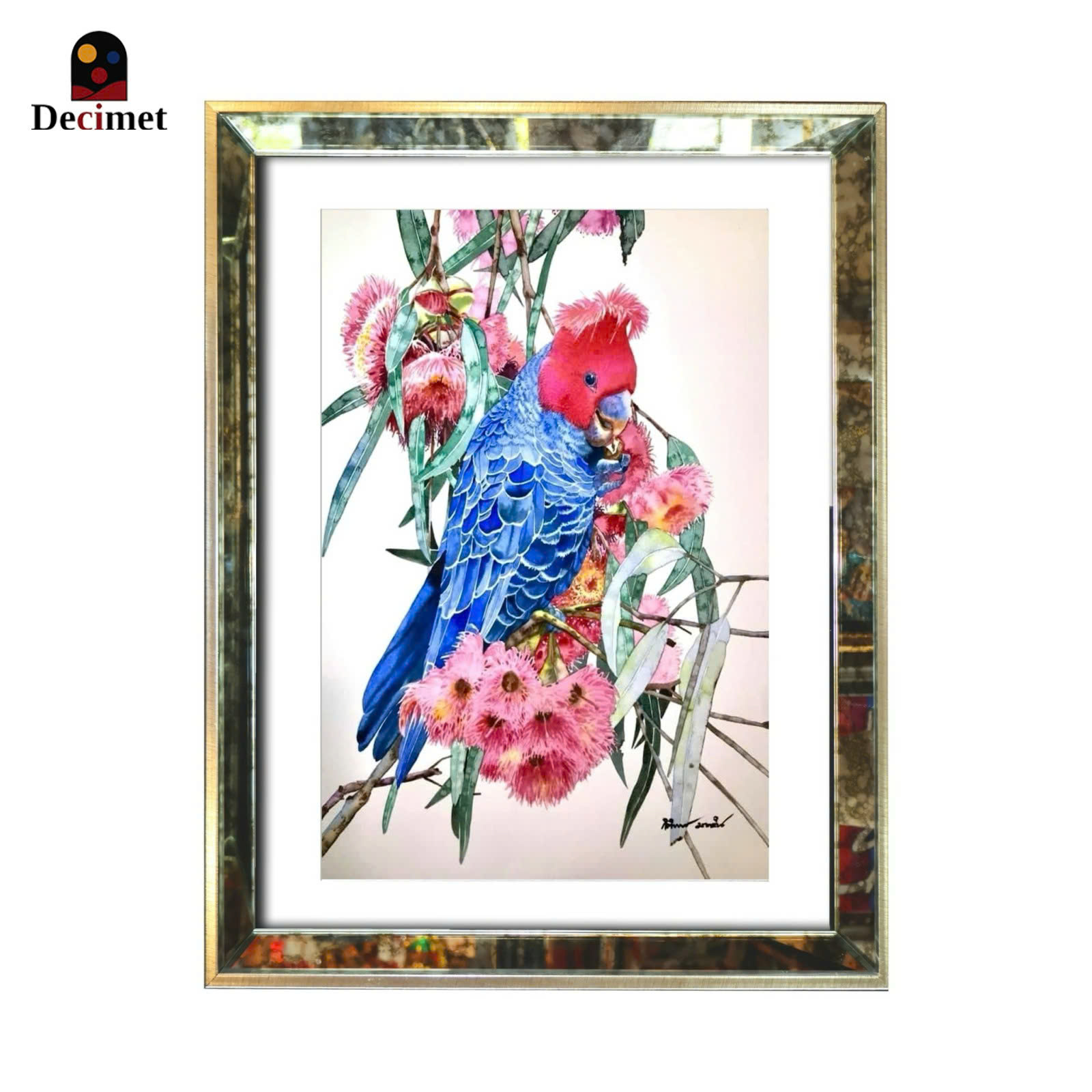 Tranh Khung Gương Loang Bird and Flowers