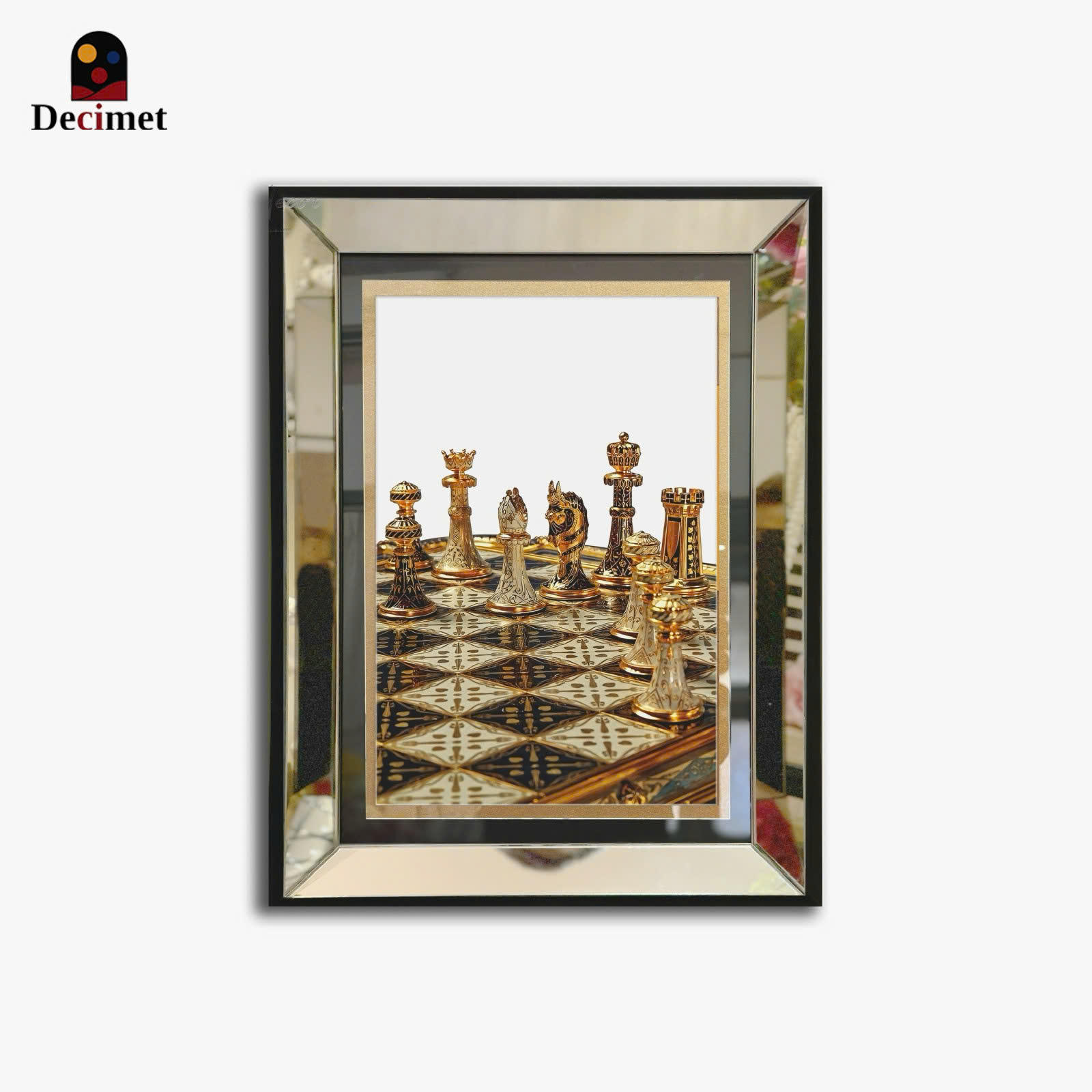 Tranh Khung Gương Bạc Chess Caro