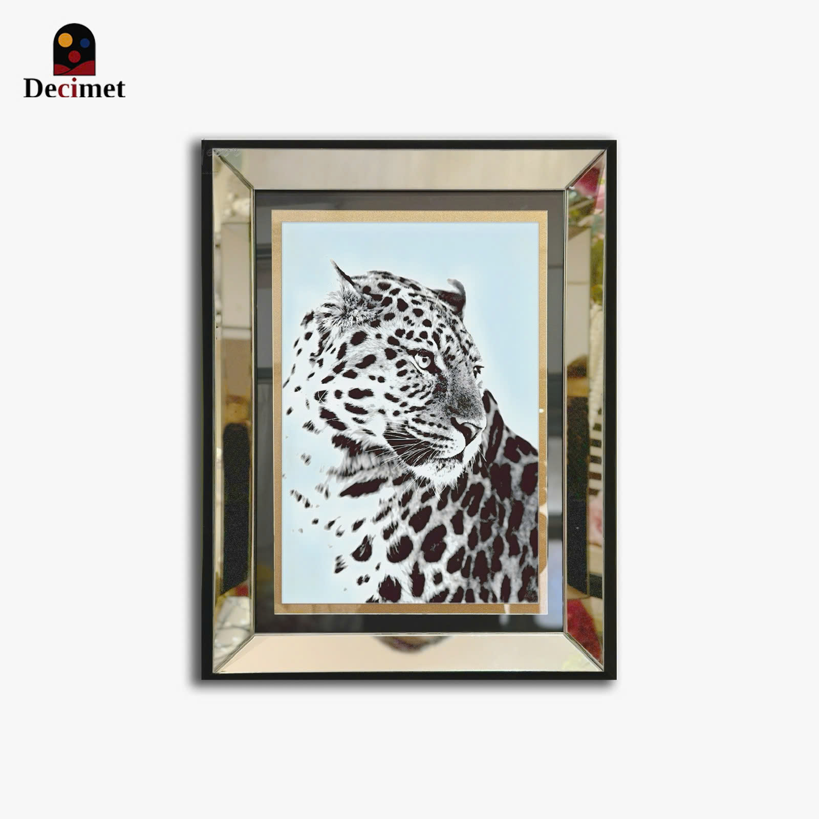 Tranh Khung Gương Bạc Leopard