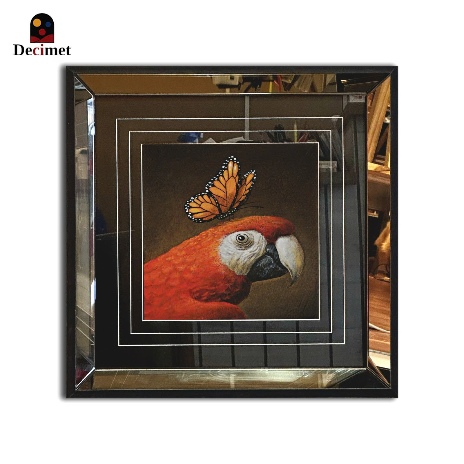 Tranh Khung Gương Trà Bird and Butterfly No.1