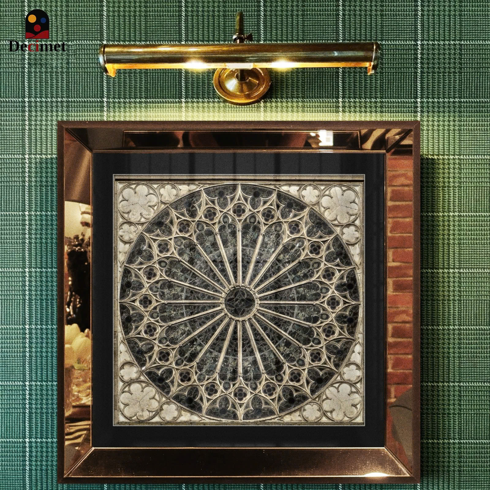 Tranh Khung Gương Trà Gothic Rose Window