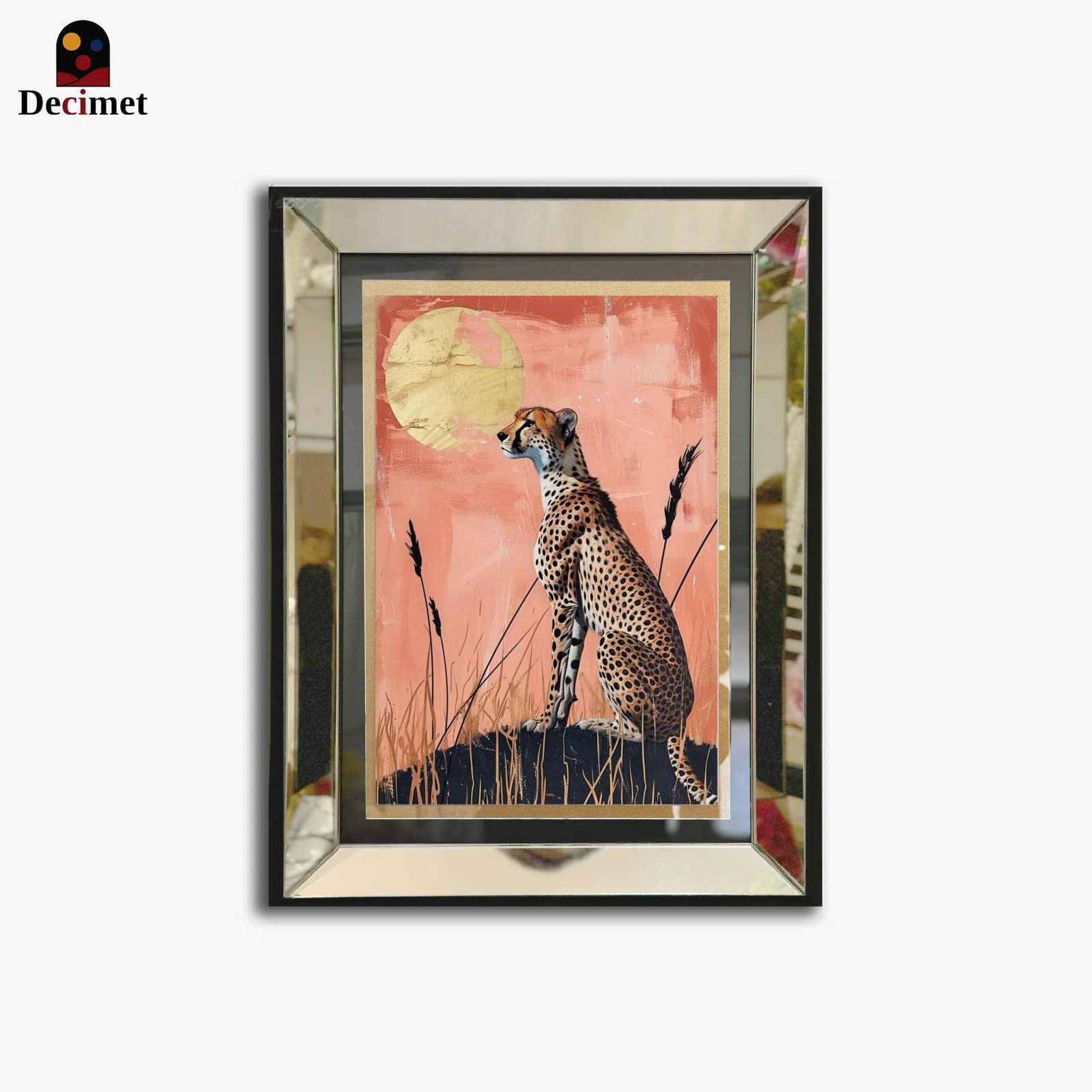 Tranh Khung Gương Bạc Leopard Wild Cat