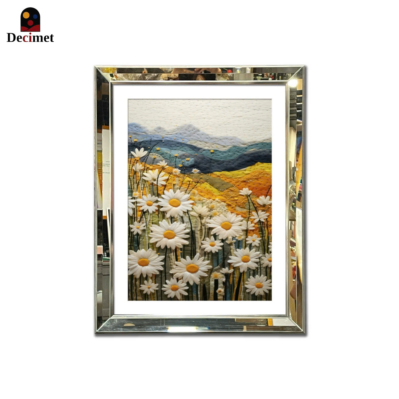 Tranh Khung Gương Vát Lá Hẹ Daisy Flower