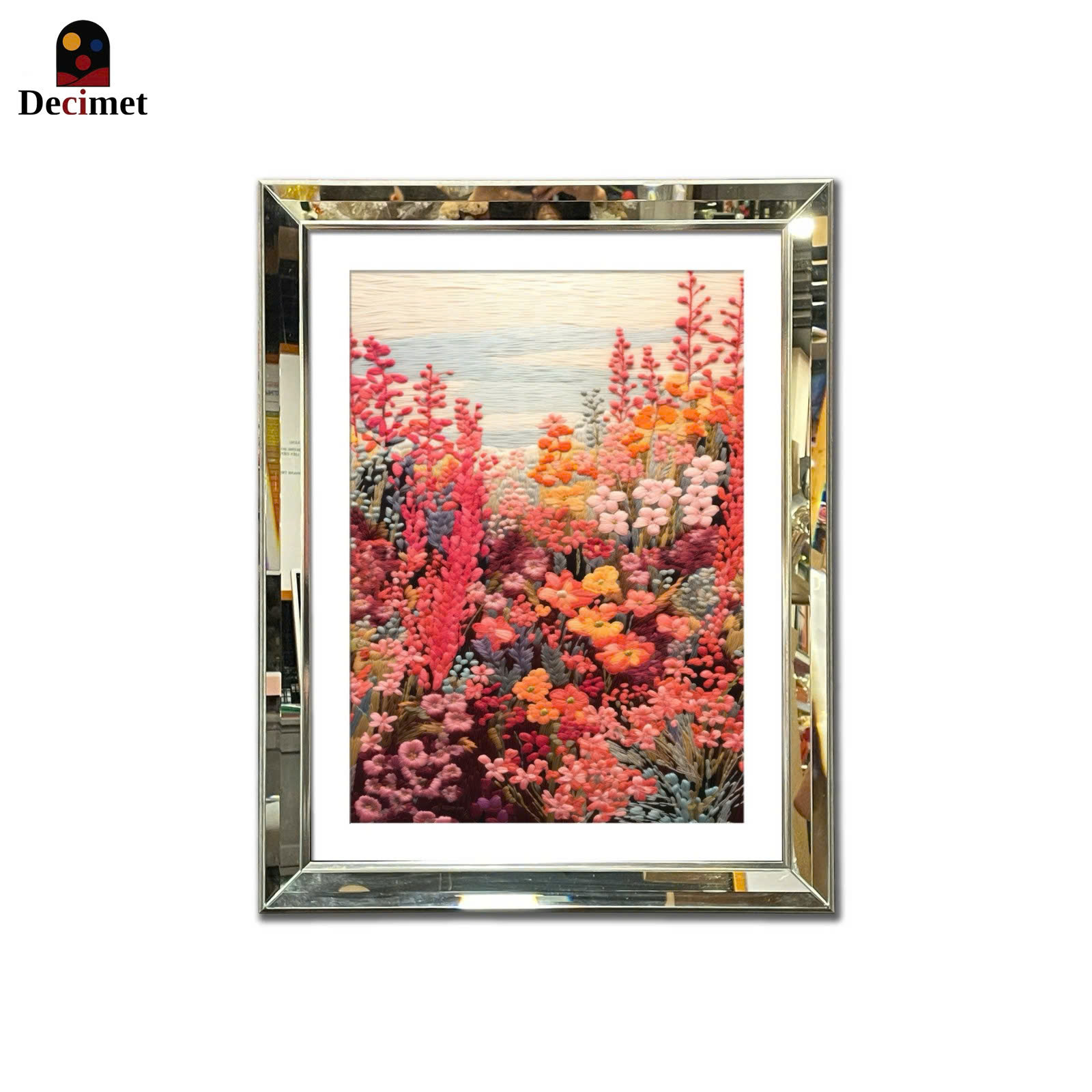 Tranh Khung Gương Vát Lá Hẹ Mosaic