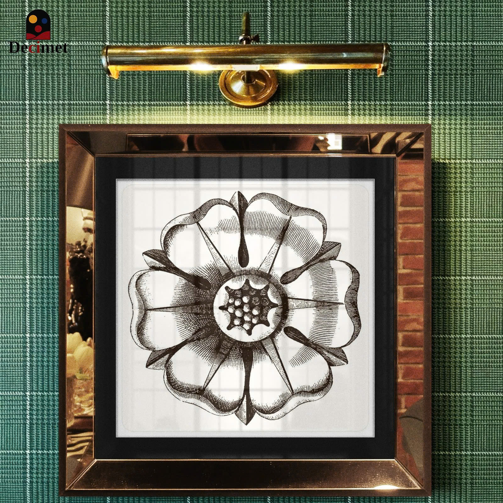 Tranh Khung Gương Trà Floral Smithing