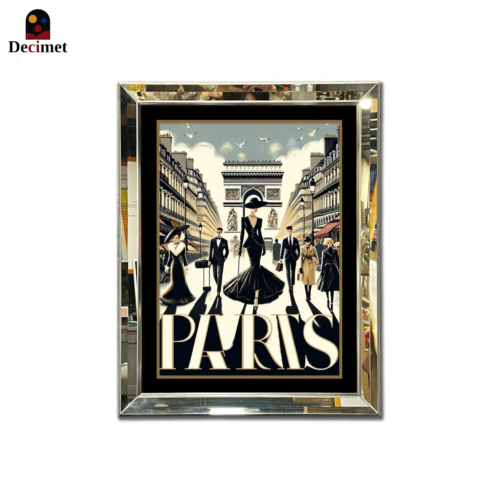 Tranh Khung Gương Vát Lá Hẹ Paris Catwalk