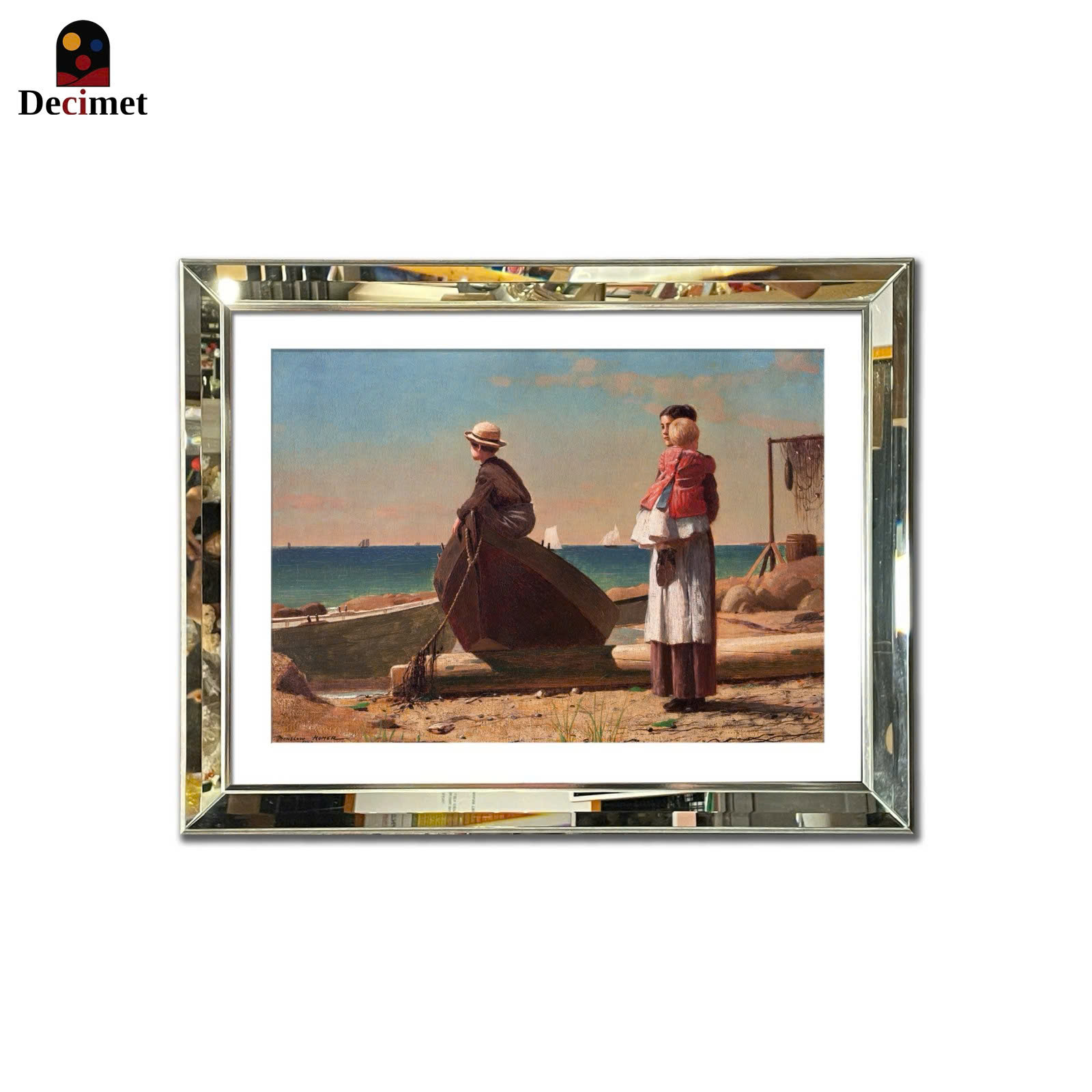 Tranh Khung Gương Vát Lá Hẹ Winslow Homer Dad's Coming