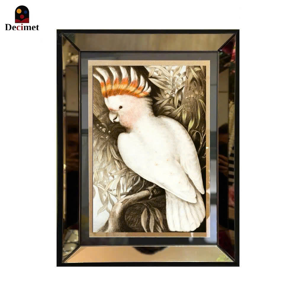 Tranh Khung Gương Trà Vintage Cockatiel