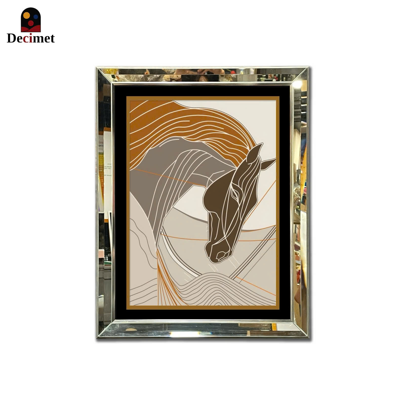 Tranh Khung Gương Vát Lá Hẹ Horse Wagon