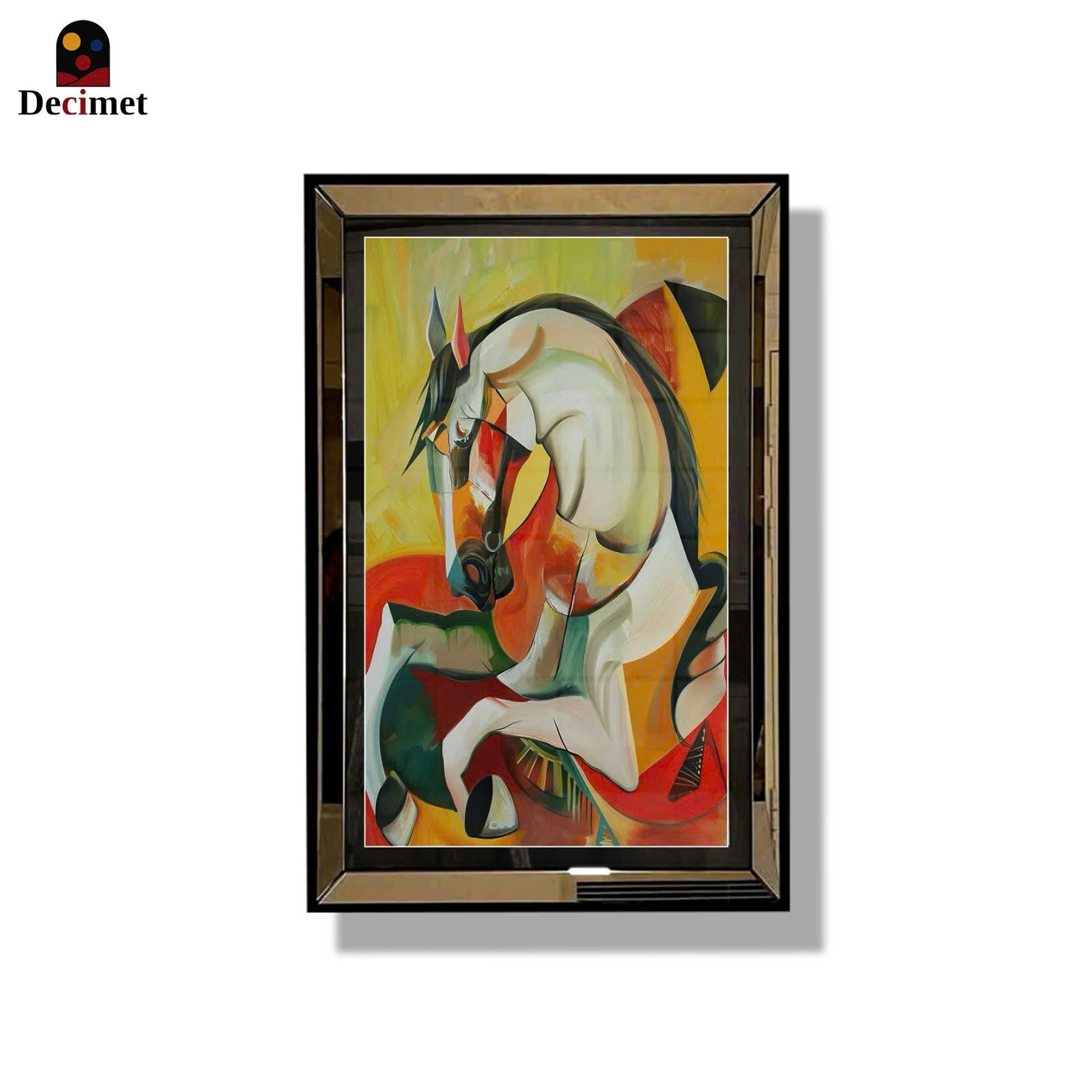 Tranh Khung Gương Trà Knight Horse Oil