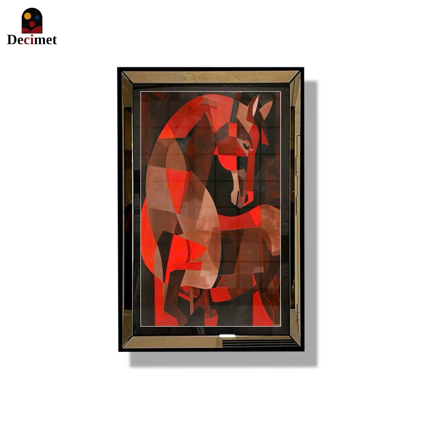 Tranh Khung Gương Trà Cubist Equine Art