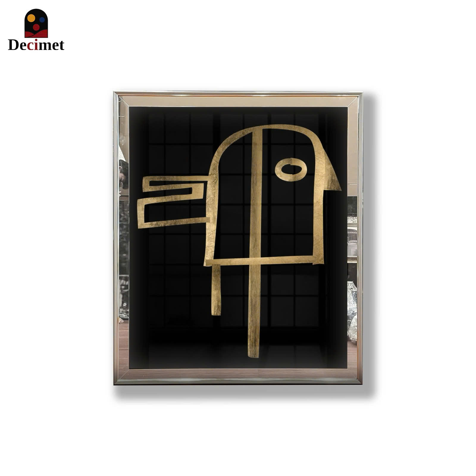 Tranh Khung Gương Ghép 1 Viền Composite Black Brown Abstract