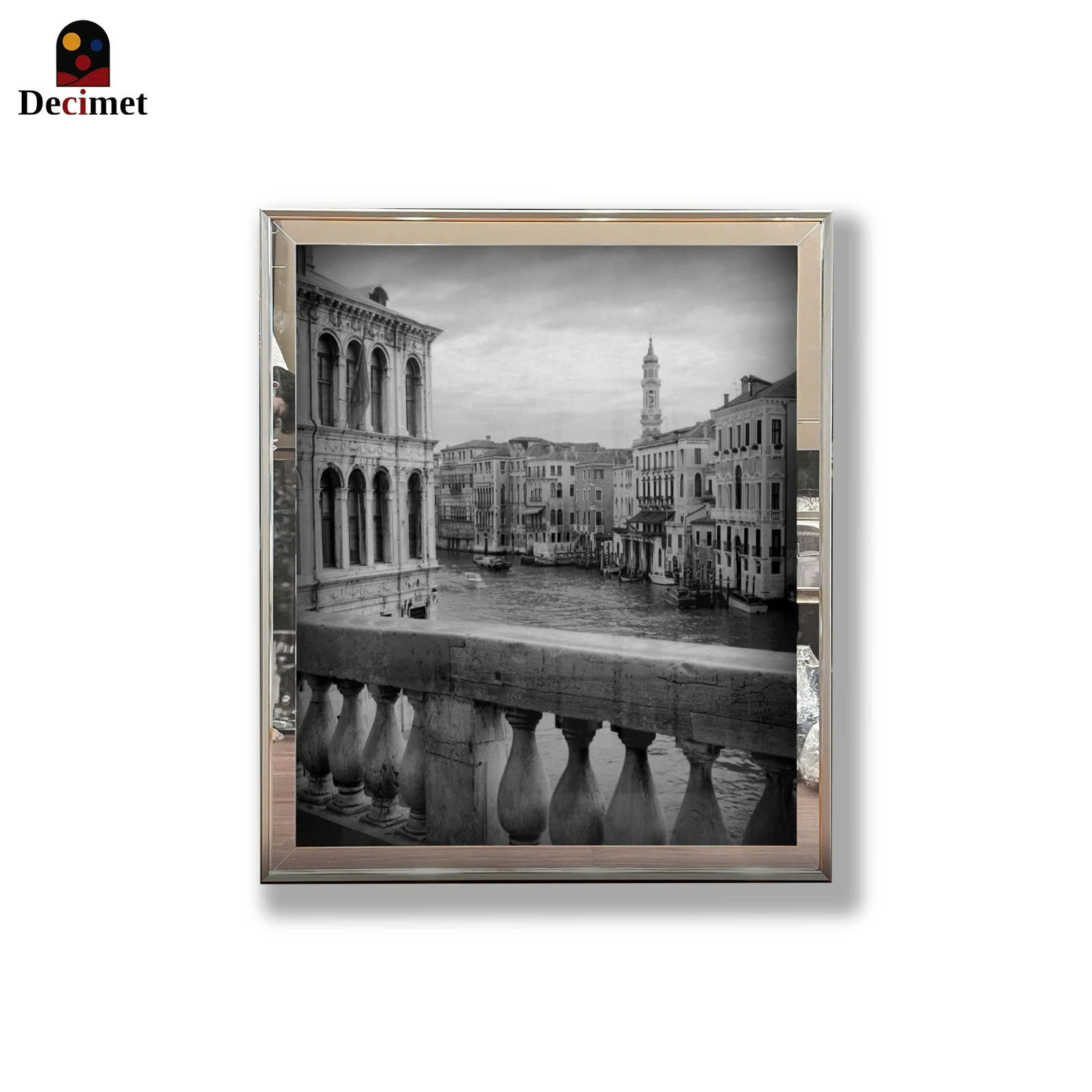 Tranh Khung Gương Ghép 1 Viền Composite Venice Canal Gondola